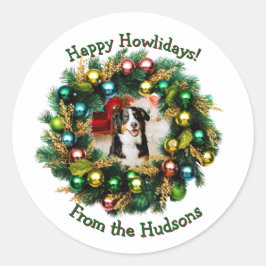 Happy Howlidays Photo Card Runt Klistermärke