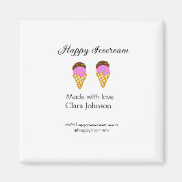 Happy Icecream add name website social media  Magnet