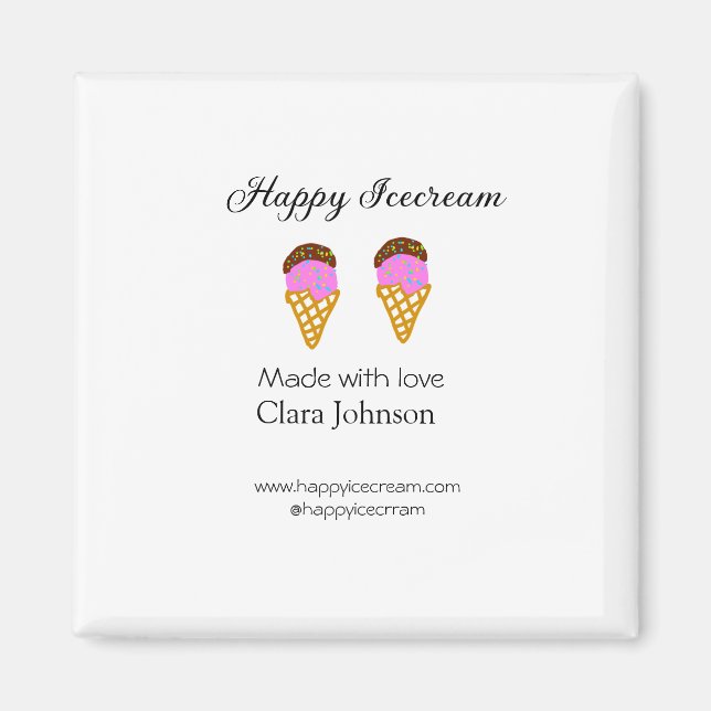 Happy Icecream add name website social media  Magnet (Framsidan)