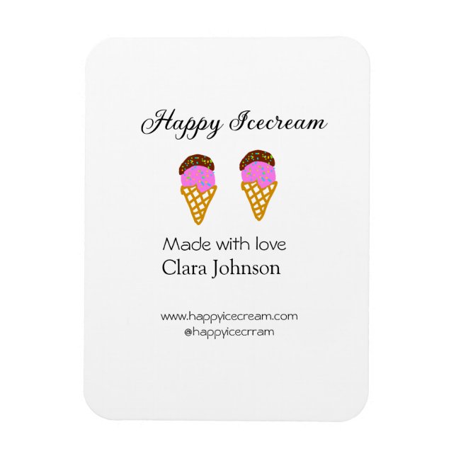 Happy Icecream add name website social media  Magnet (Vertikal)