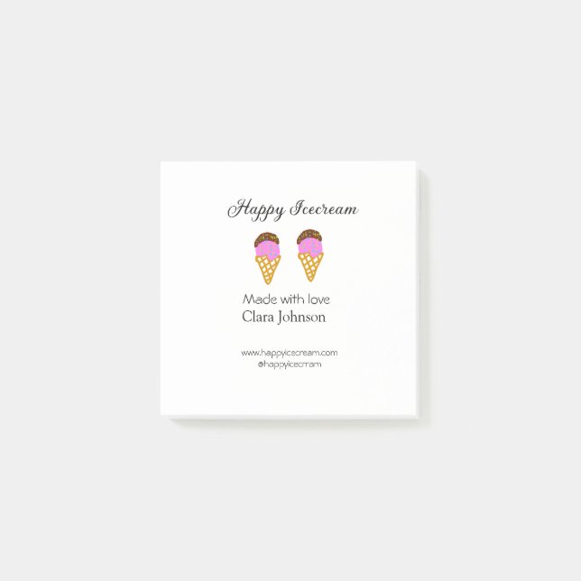 Happy Icecream add name website social media  Post-it Block (Framsida)