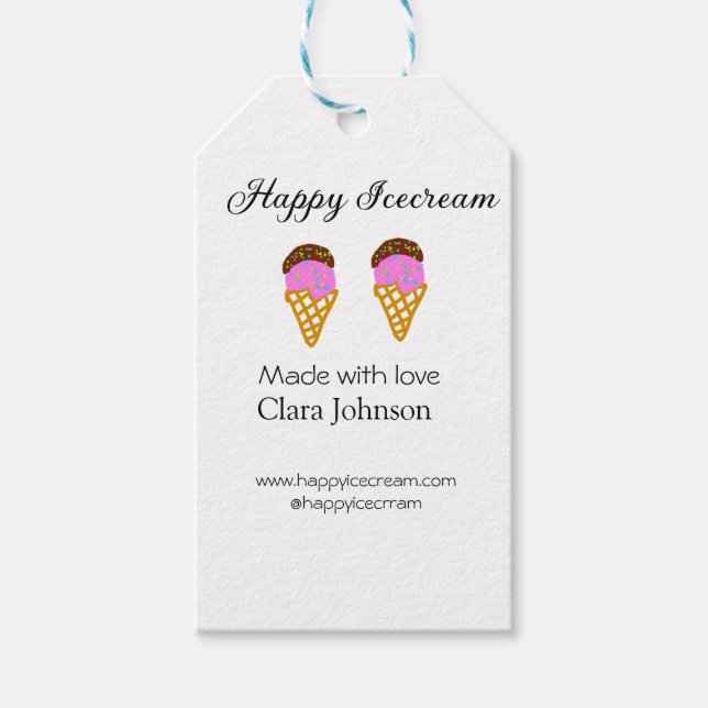 Happy Icecream add name website social media  Presentetikett (Framsidan)
