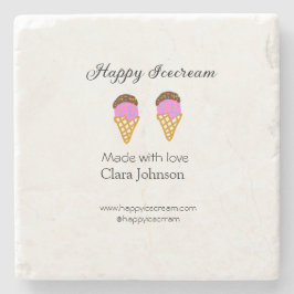 Happy Icecream add name website social media  Stenunderlägg