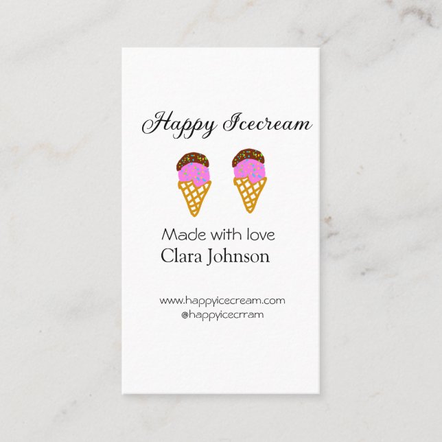 Happy Icecream add name website social media  Visitkort (Framsida)