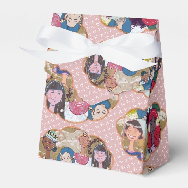 Happy Illustrated Gift Favor Box Presentaskar (Framsidan Sidan)