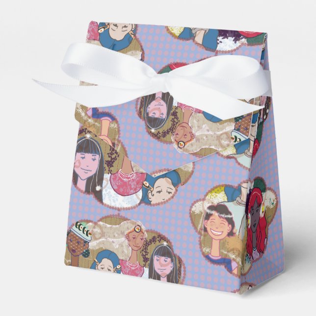 Happy Illustrated Gift Favor Box Presentaskar (Framsidan Sidan)