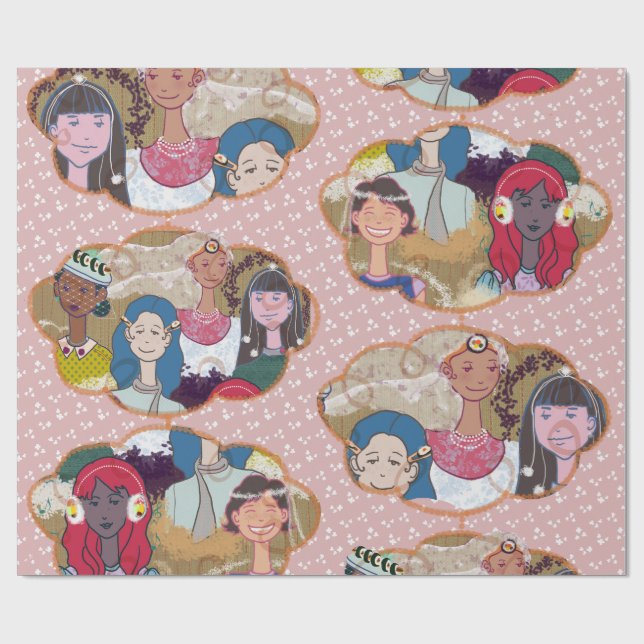 Happy Illustrated Gift Wrapping Paper Presentpapper (Platt)