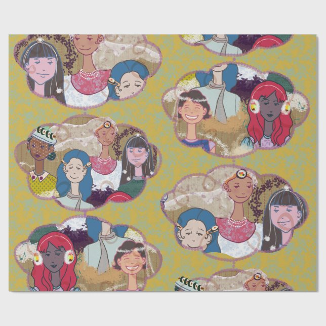 Happy Illustrated Gift Wrapping Paper Presentpapper (Platt)