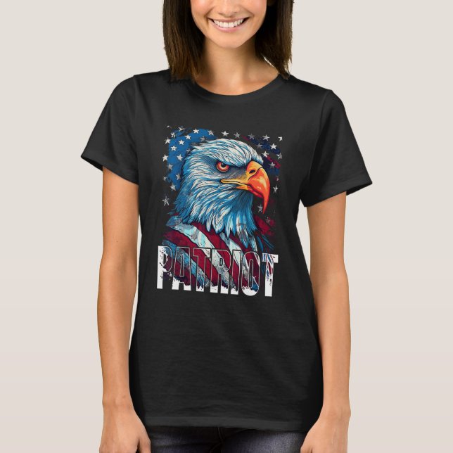 Happy Independence Day 4th July Patriot Eagle Amer T Shirt (Framsida)