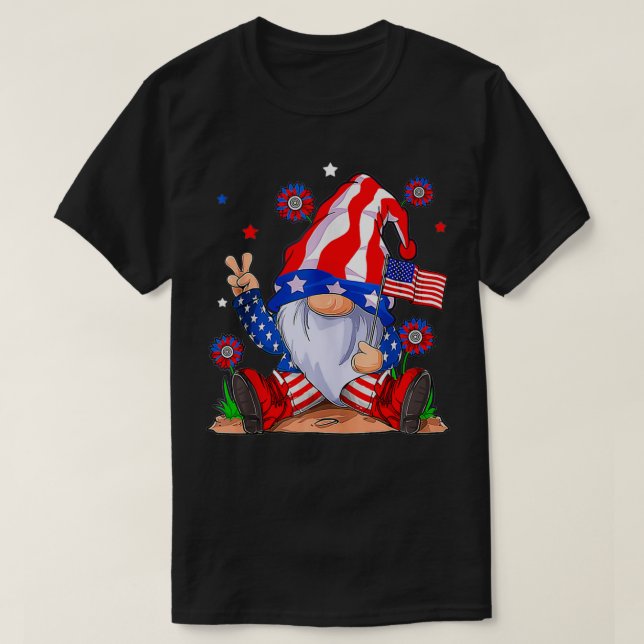 Happy Independence Day 4th Of July Gnome american  T Shirt (Design framsida)