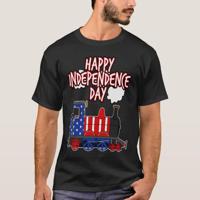 Happy Independence Day Train American Flag USA 4th T Shirt (Framsida)