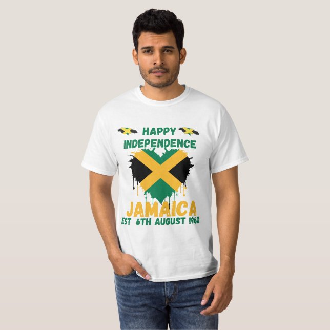 Happy Independence Jamaica Day Jamaican Flag 1962  T Shirt (Hel framsida)