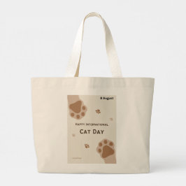 happy international cat day cute paw print design jumbo tygkasse