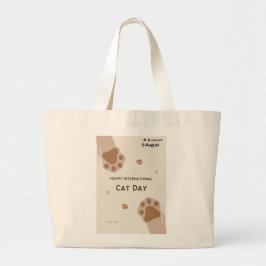 happy international cat day cute paw print design jumbo tygkasse