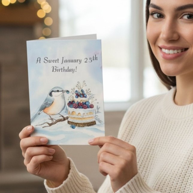 Happy January 25th Birthday Nuthatch Bird Kort (Skapare uppladdad)