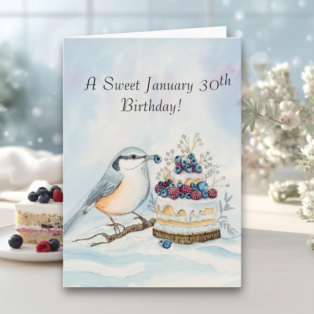 Happy January 30th Birthday Nuthatch Bird Kort (Skapare uppladdad)
