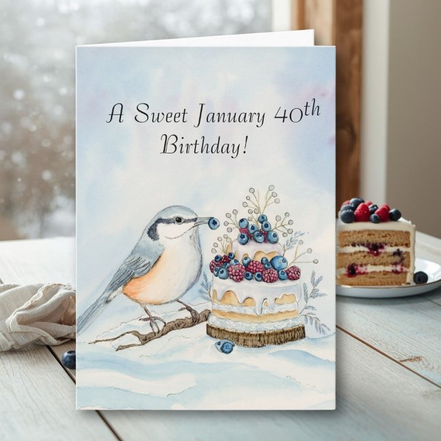 Happy January 40th Birthday Nuthatch Bird Kort (Skapare uppladdad)