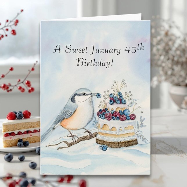 Happy January 45th Birthday Nuthatch Bird Kort (Skapare uppladdad)
