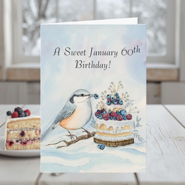 Happy January 60th Birthday Nuthatch Bird Kort (Skapare uppladdad)