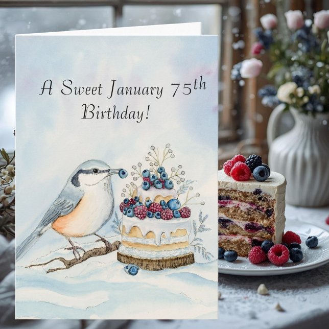 Happy January 75th Birthday Nuthatch Bird Kort (Skapare uppladdad)