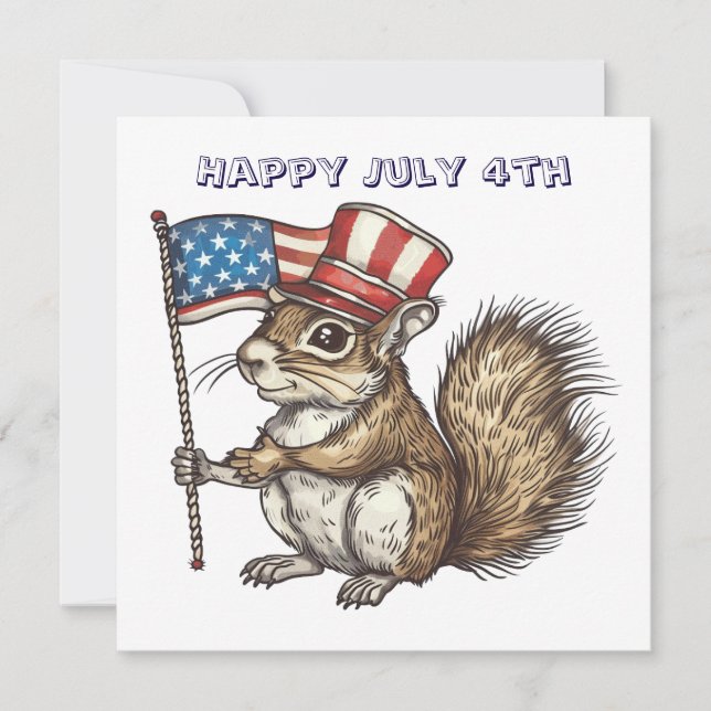 Happy July 4th squirrel Inbjudningar (Framsida)