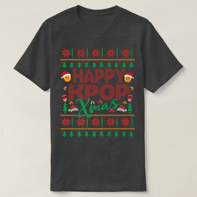 Happy K-Pop Xmas Music Fan Fair Isle Ugly Style Ch T Shirt (Design framsida)