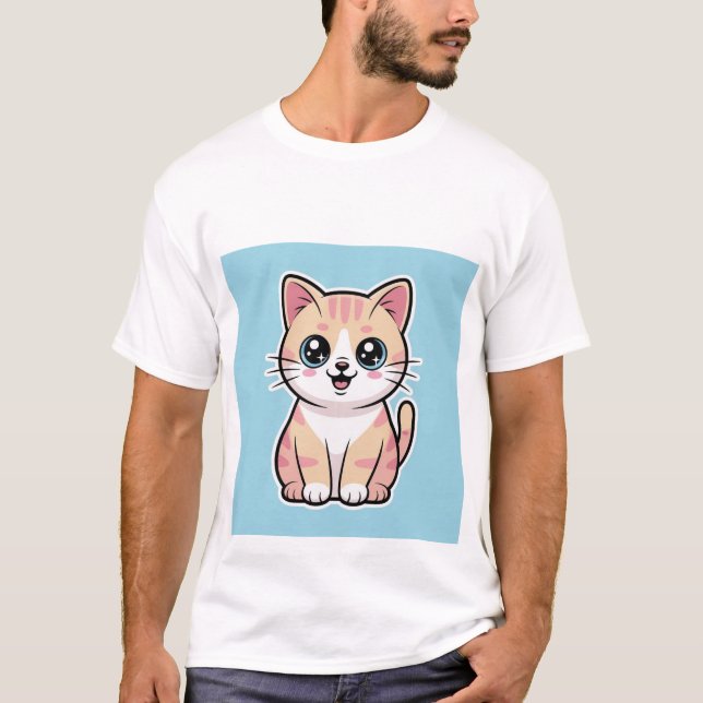 Happy Kawaii Cat Smiling Big - Pastel Kitten ✨🐾 T Shirt (Framsida)
