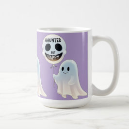 Happy Kawaii Ghost with Skull Balloon Kaffemugg
