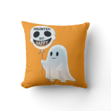 Happy Kawaii Ghost with Skull Balloon