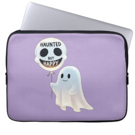 Happy Kawaii Ghost with Skull Balloon Laptop Fodral