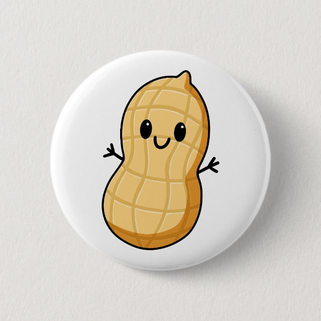 Happy Kawaii Peanut Cartoon – Cute Smiling Nut  Knapp (Framsida)