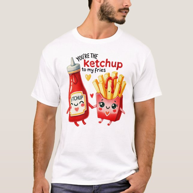 Happy Ketchup and French Fries Pair T Shirt (Framsida)