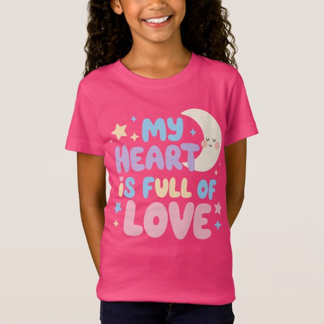Happy Kids Kindness Affirmation Heart Full Love T Shirt (Framsida)