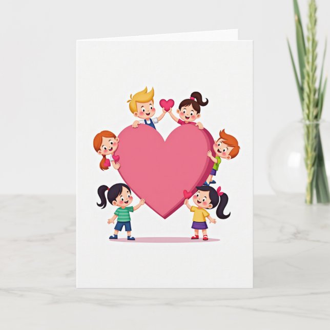 Happy Kids Loving Hearts Card Kort (Framsida)