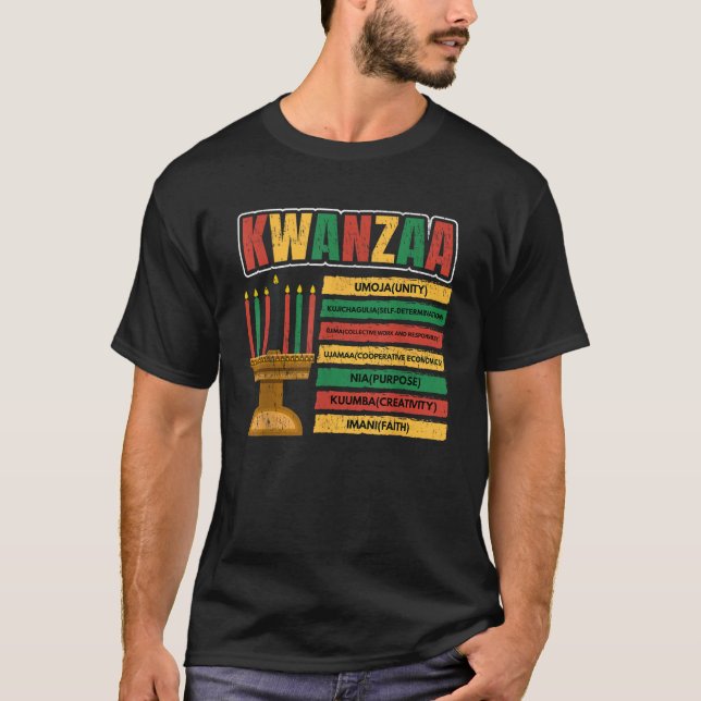 Happy Kwanzaa Kinara Candles Principles African Am T Shirt (Framsida)