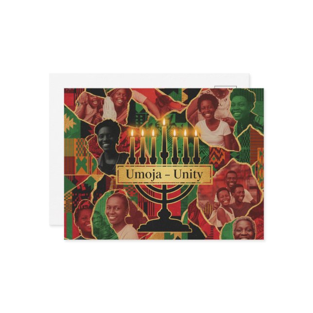 Happy Kwanzaa Kinara Postcard Vykort (Fram/Back In Situ)