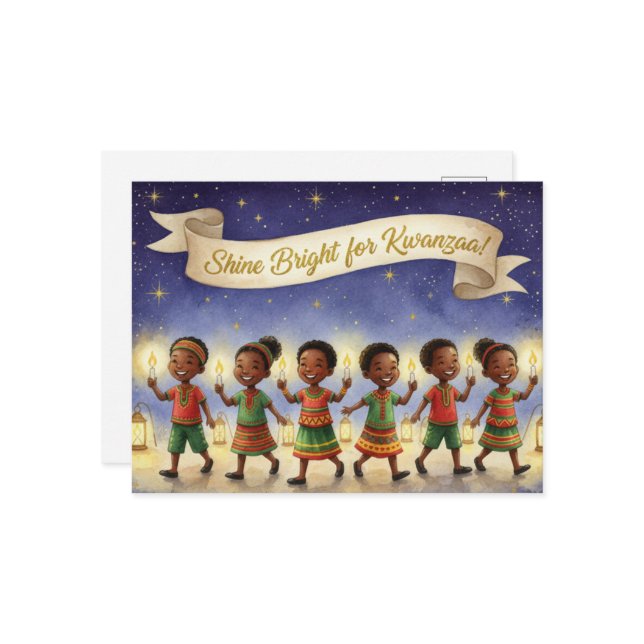 Happy Kwanzaa Kinara Postcard Vykort (Fram/Back In Situ)