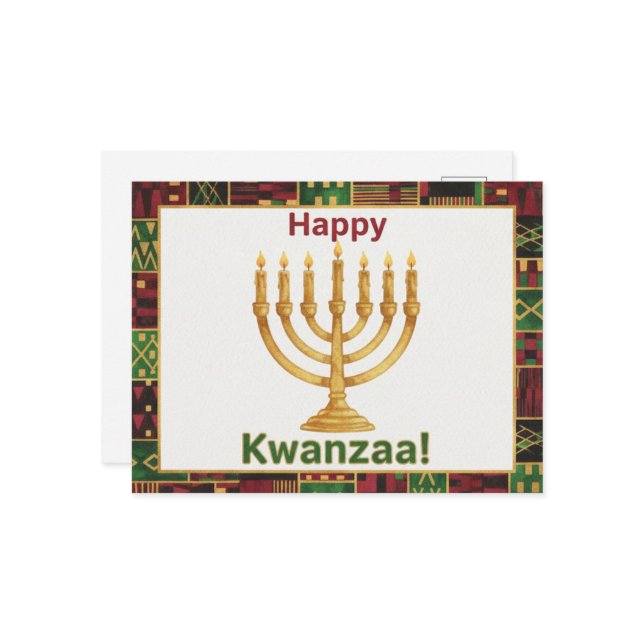 Happy Kwanzaa Kinara Postcard Vykort (Fram/Back In Situ)