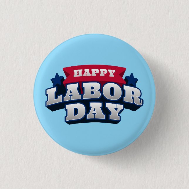 Happy Labor Day Patriotic American Worker Custom  Knapp (Framsida)