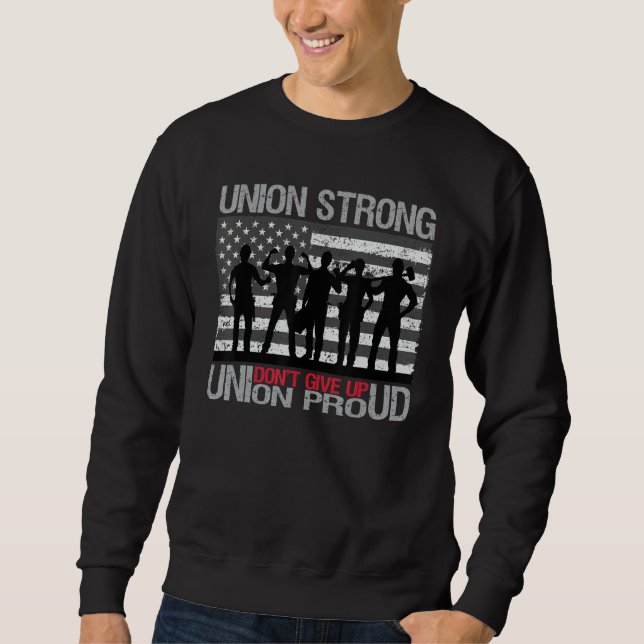 Happy Labor Day Shirt US Flag Union Strong Union P Lång Ärmad Tröja (Framsida)