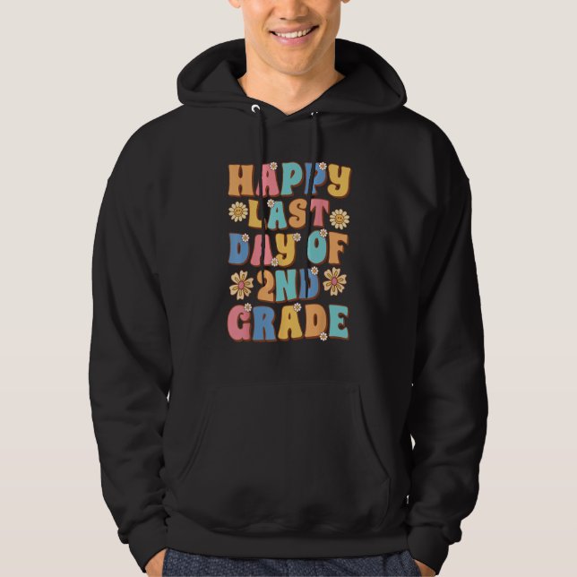 Happy Last Day of 2nd Grade Cute Groovy Second Gra Hoodie (Framsida)