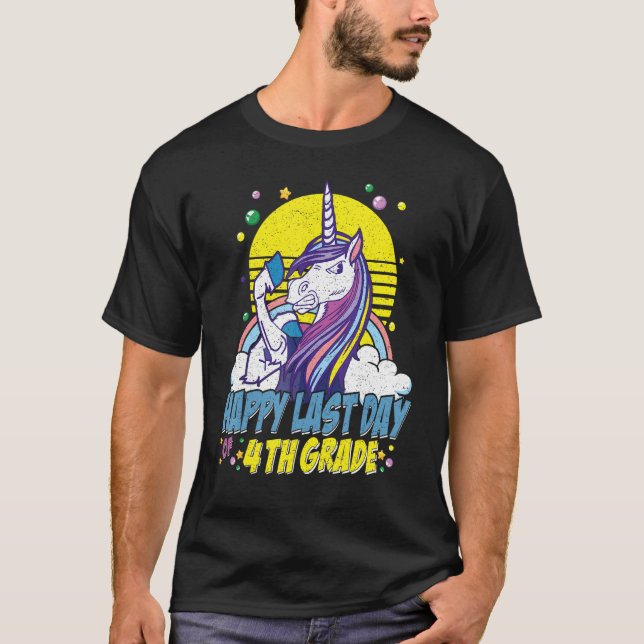 Happy Last Day Of 5th Grade Unicorn Boys Girls T Shirt (Framsida)