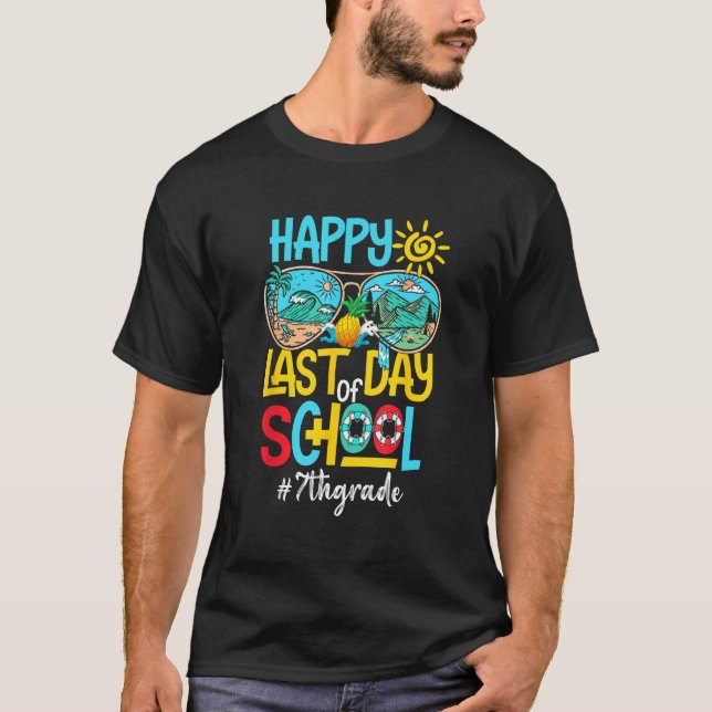 Happy Last Day Of School 7th Grade  Summer Teacher T Shirt (Framsida)