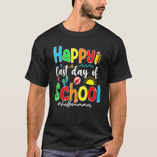Happy Last Day Of School Hello Summer Students Kid T Shirt (Framsida)