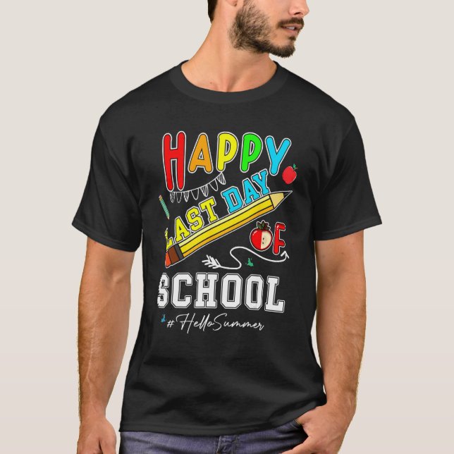 Happy Last Day Of School Hello Summer Teacher Stud T Shirt (Framsida)