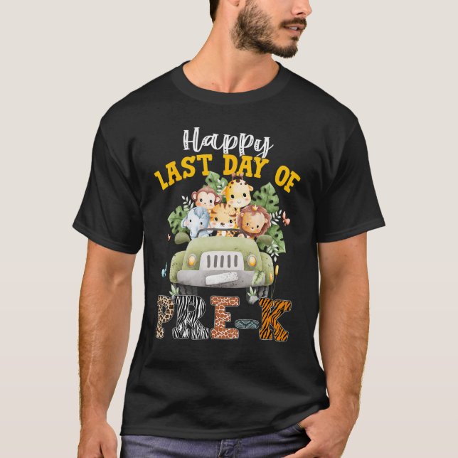 Happy Last Day of School Pre k Safari Animals Summ T Shirt (Framsida)