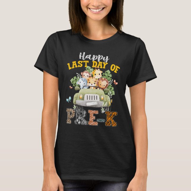 Happy Last Day of School Pre k Safari Animals Summ T Shirt (Framsida)