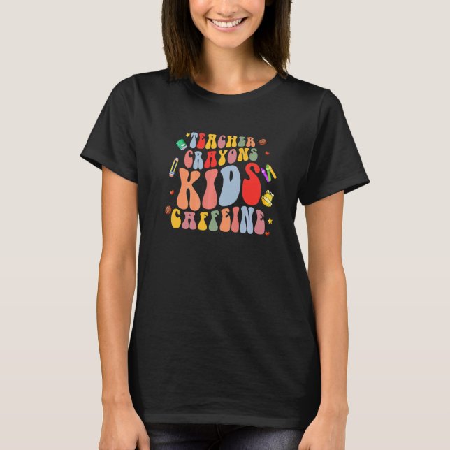 Happy Last Day of School Teachers Crayons Kids Caf T Shirt (Framsida)