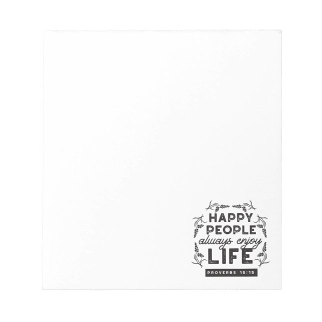 Happy Life with Faith – Proverbs 15:15 Art Anteckningsblock (Framsida)