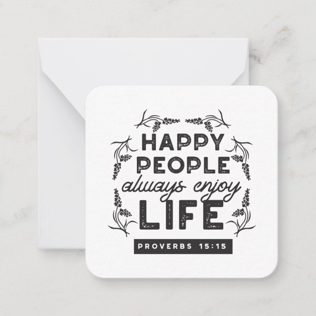 Happy Life with Faith – Proverbs 15:15 Art Anteckningskort (Framsida)